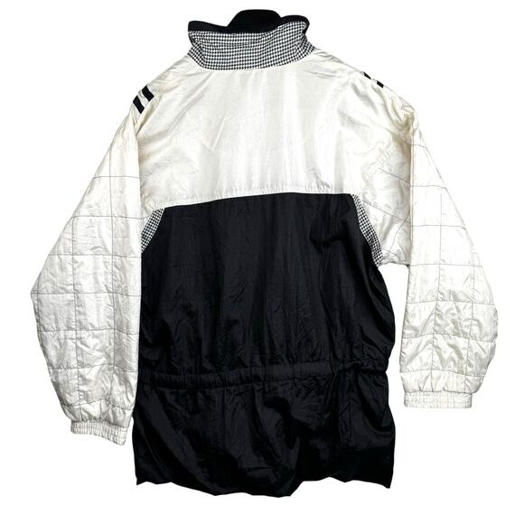 Vintage Lavon Nylon Windbreaker Jacket Womens XL Black White Houndstooth 90s - Picture 4 of 12